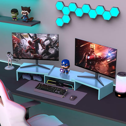 Dual Monitor Stand for Desk, Metal Computer Stand, Desk Shelf Riser, Desktop - Image 7