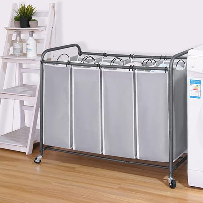 STO STO Laundry Sorter 4 Section, 4 Bag Laundry Hamper, Rolling Laundry Cart - Image 7