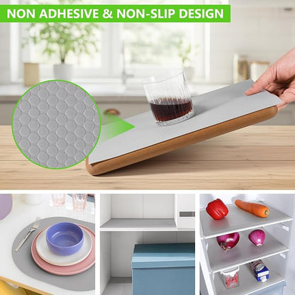 Light Gray Shelf Liners for Kitchen Cabinets Non Adhesive Drawer Liner for - Image 8