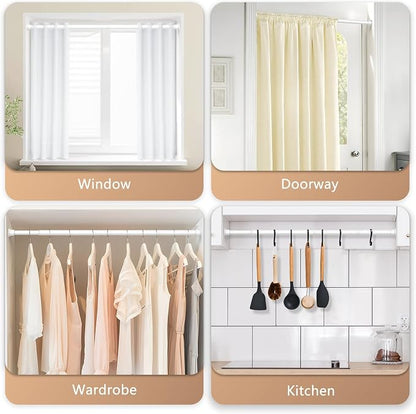 4PCS White Shower Curtain Rod 23-46Inch, Tension Curtain Rods No Drilling | - Image 6