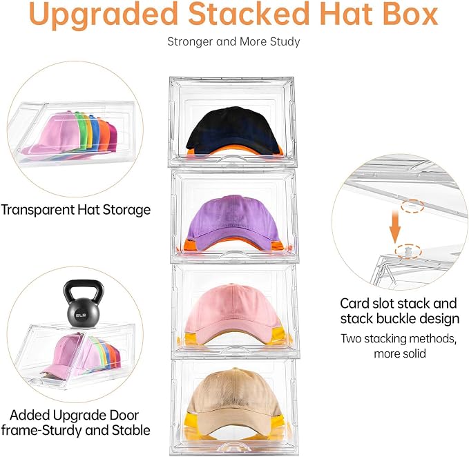 2 Pack Hat Organizer for Baseball Caps, Large Clear Cap Organizer - Image 6