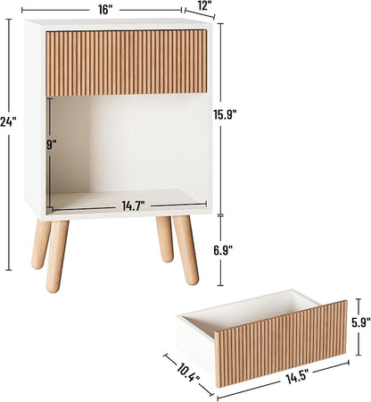 Fluted Nightstand, Modern Bedside Table - Image 2