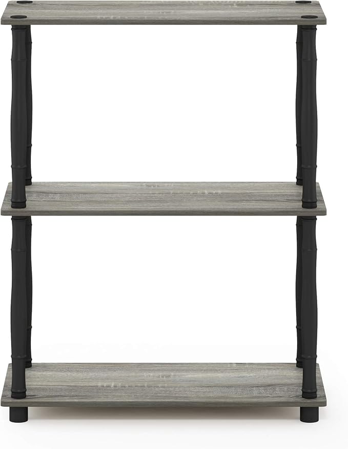 Furinno 18029GYW/BK Turn-N-Tube 3-Tier Compact Multipurpose Shelf Display Rack - Image 5