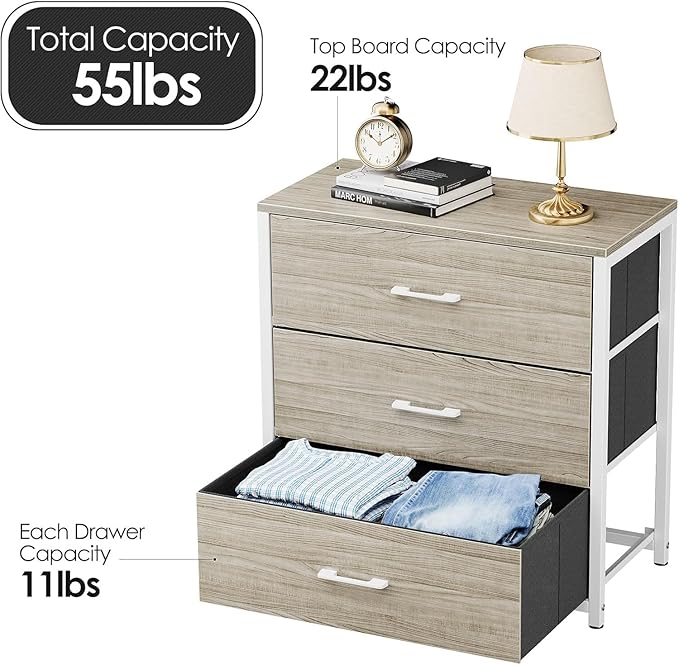 Nightstand, End Table, Bedside Table, Tall Fabric Dresser - Image 3