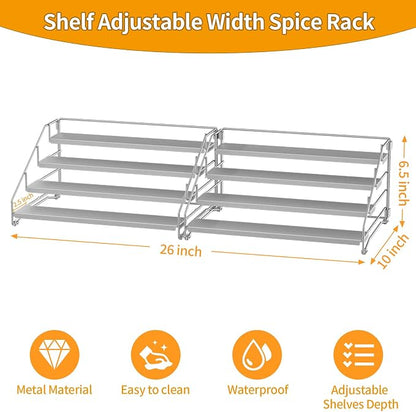 4 Tier Spice Rack Organizer for Cabinet, Spice Rack Organizer, Depth Adjustable - Image 4