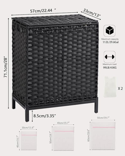 SETVSON Laundry Hamper with Lid, 112 L Handwoven Rattan Wicker Laundry Basket - Image 5
