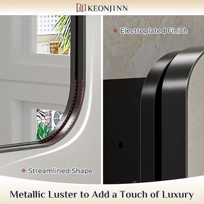 Keonjinn 16" x 24" Black Medicine Cabinet Mirror, Stainless Steel Framed | - Image 6