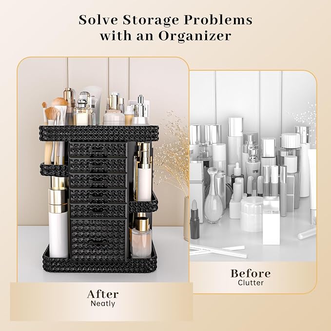 360 Rotating Makeup Organizer for Vanity, Large Skin Care Organizer - Image 2
