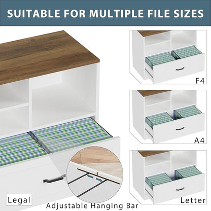 LVB Lateral File Cabinets for Home Office, Wood Filing Cabinet Drawers for - Image 3