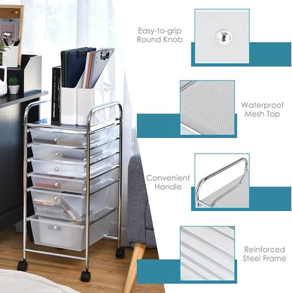Giantex 6 Storage Drawer Cart Rolling Organizer Cart - Image 6