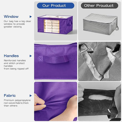 Clothes Storage Bags, Foldable Thick Fabric Blanket Storage Bags, Large Clear - Image 4