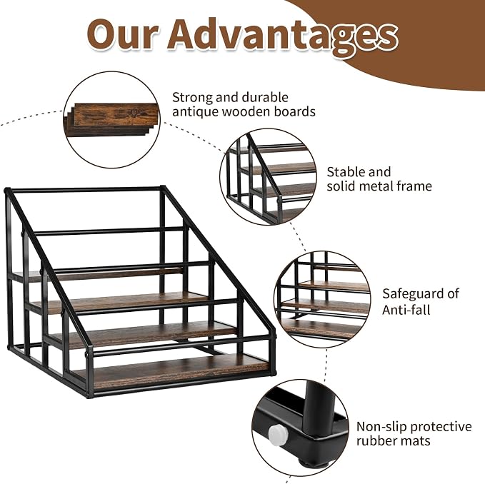 Coffee Syrup Organizer Rack, Liquor Bottle Display Shelf, Spice Racks, 4-Tier - Image 4