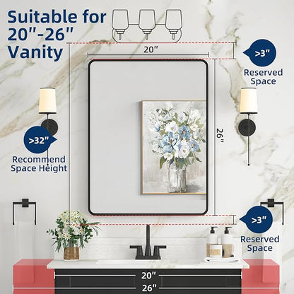 Medicine Cabinet with Mirror, 20x26 Inch Black Bathroom Mirrored Cabinet - Image 2