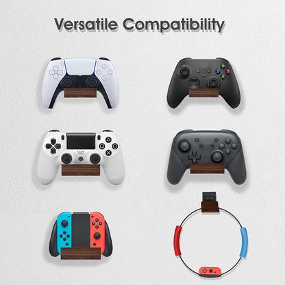 NIRVASH Walnut Controller Wall Mount, Wood Game Controller Holder Stand & - Image 2
