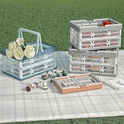 Foldable Handle Storage Crate Bin - 20L Collapsible Plastic Crate Stacking - Image 4