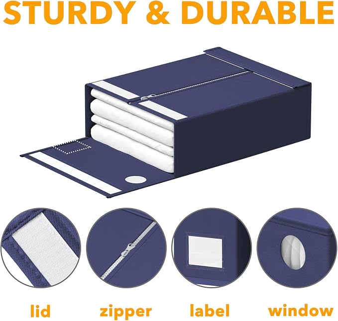 SpaceAid 4 Pack Bed Sheet Organizers and Storage, Foldable Sheet Organizer - Image 6
