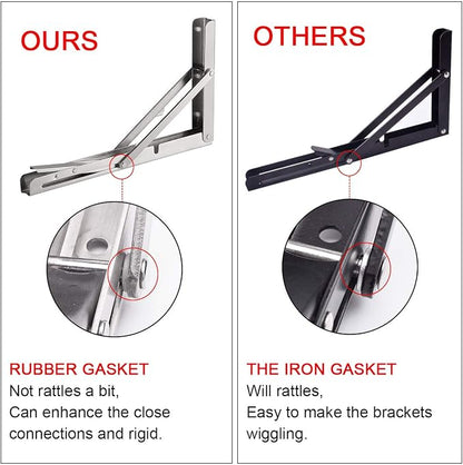 YUMORE Folding Shelf Brackets 20", Max Load: 330lb Heavy Duty Stainless Steel - Image 4