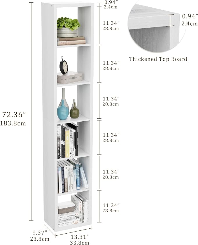 Tall Cube Storage Organizer Bookcase, 6 Tier 11 inch Open Back Cubical Shelf - Image 3