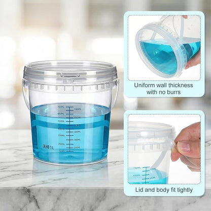 Small Bucket with Lid, 0.3gal PP Clear Bucket with Graduated Pail Measuring - Image 3