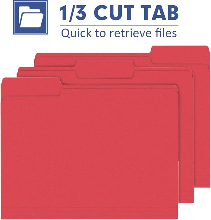 File Folder, PANDRI 120 Pack File Folder, 1/3 Cut Tab, Letter Size, Filing - Image 3