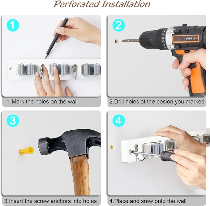 Mop and Broom Holder Wall Mount - Image 7
