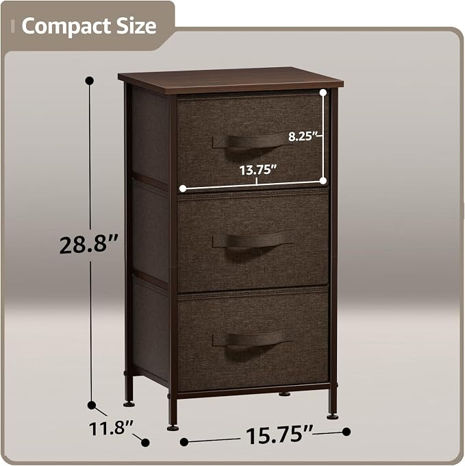 Sorbus Nightstand with 3 Drawers - Image 3