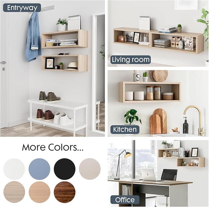 24in Floating Cube Shelves Set of 2, Display Shelves Wall Mount, Decorative - Image 5