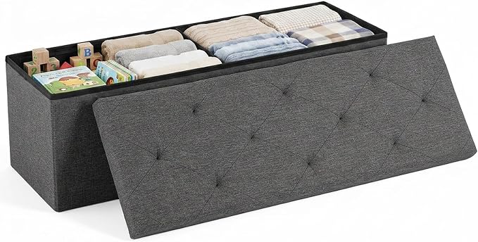 DUMOS 43 Inch Folding Storage Ottoman Bench, Large Ottoman by DumosLifestyle