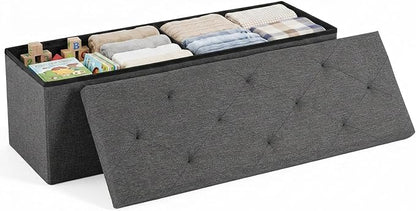 DUMOS 43 Inch Folding Storage Ottoman Bench, Large Ottoman by DumosLifestyle