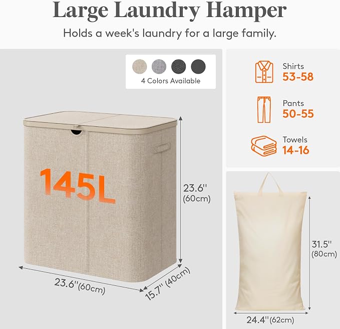 Lifewit 145L Large Laundry Basket - Image 2