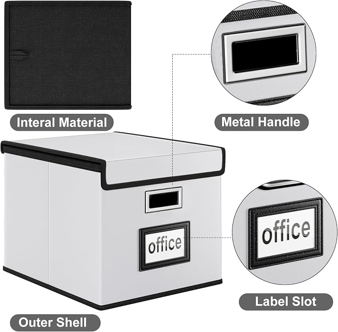 File Organizer Box with Lids, Collapsible File Folder Organizer | File Box with - Image 3