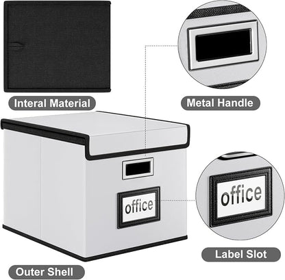 File Organizer Box with Lids, Collapsible File Folder Organizer | File Box with - Image 3