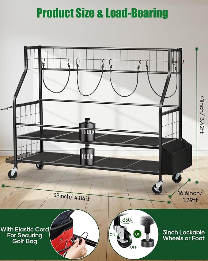 Golf Bag Storage Garage Organizer- Golf Bag Stand Fit - Image 2