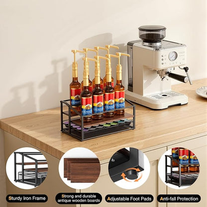 Coffee Syrup Rack Organizer, 3-Tier 8 Bottle Syrup Rack - Image 5