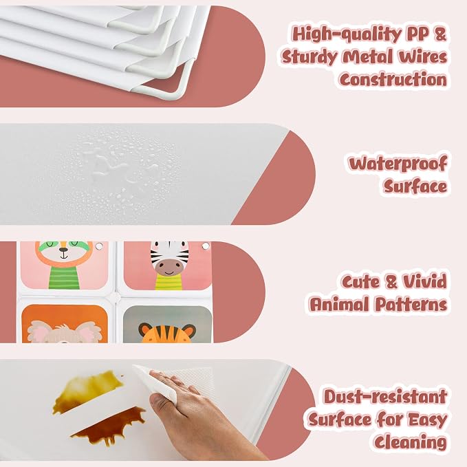 Costzon Kids Closet, Cartoon DIY Modular Dresser Storage Organizer - Image 8