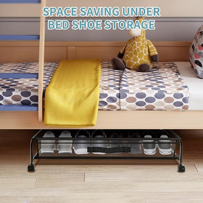 Under Bed Shoe Storage with Wheels, Space Saving Shoe Organizer with Sturdy - Image 3