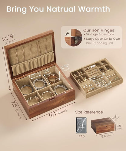 Acacia Wood Jewelry Box Organizers, Wooden Jewellery Organizer - Image 6