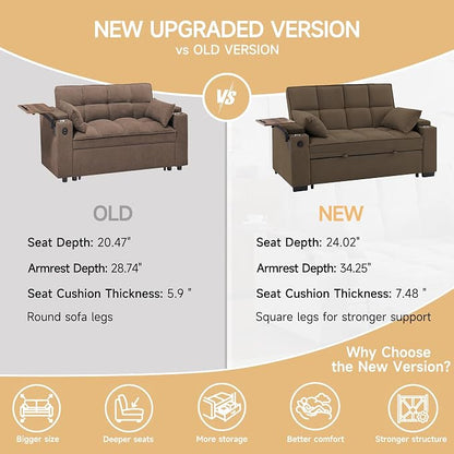 hansones ​66" Multi-Functional Pull-Out Sofa Bed - Image 6