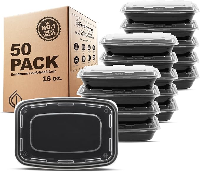 Freshware Meal Prep Containers 1 Compartment Food Storage Containers by Unknown