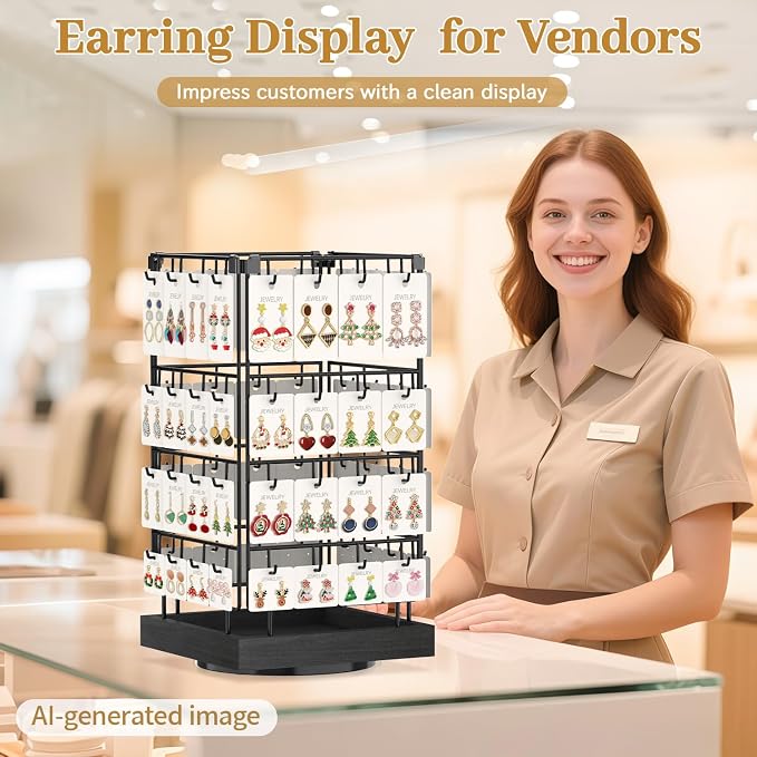 MODOWEY 360 Rotating Earring Cards Organizer Holder Stands - Image 5
