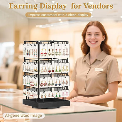 MODOWEY 360 Rotating Earring Cards Organizer Holder Stands - Image 5