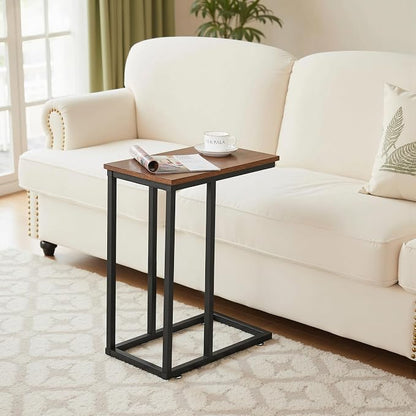 VECELO C Shaped End Side Table for Sofa Couch and Bed Snack TV Tray for Living - Image 2