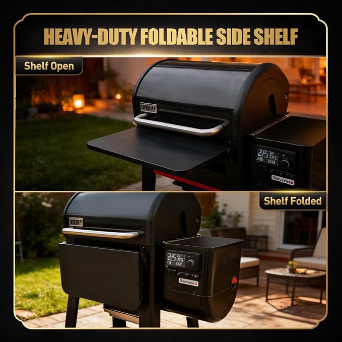 QuliMetal Foldable Front Shelf for Weber Searwood 600/Smoque, 22.80" Grill - Image 4