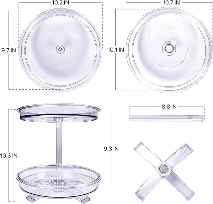 2 Tier Lazy Susan Organizer, 9.7 Inch Lazy Susan Turntable - Image 4