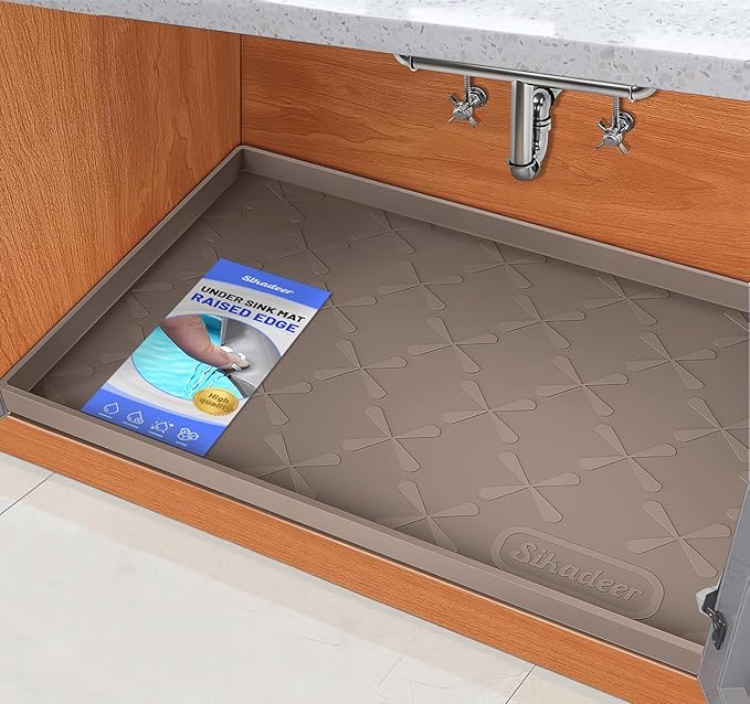 SIKADEER 31" x 22" Under Sink Mat Waterproof, Silicone Mat Kitchen Drawer Shelf by SIKADEER