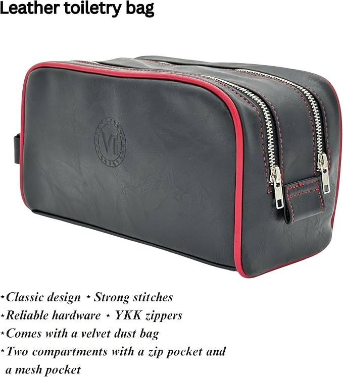 Dopp Gift Large Travel Toiletry Bag Premium Quality PU Leather Two compartments - Image 8