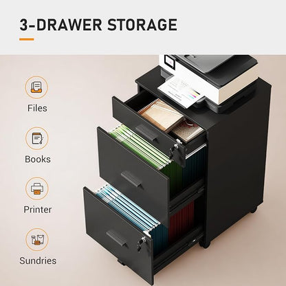 DEVAISE 3 Drawer Rolling File Cabinet - Image 5