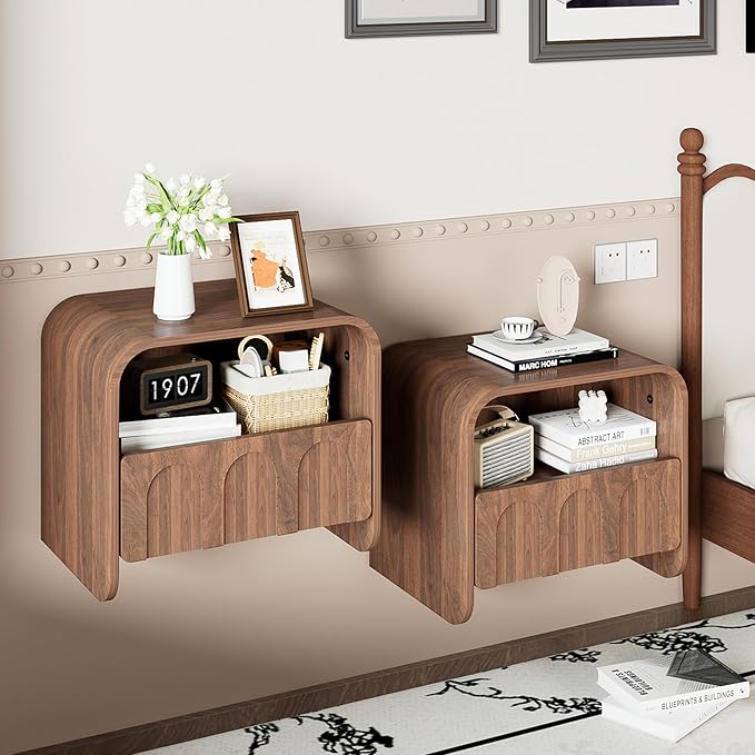 Floating Nightstand Set of 2, Small Night Stand by Jimmhome
