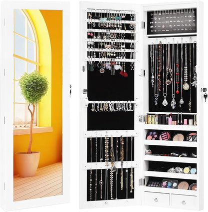 Giantex 15 LEDs Jewelry Armoire, Wall Mounted or Door Hanging, Lockable Jewelry by Giantex