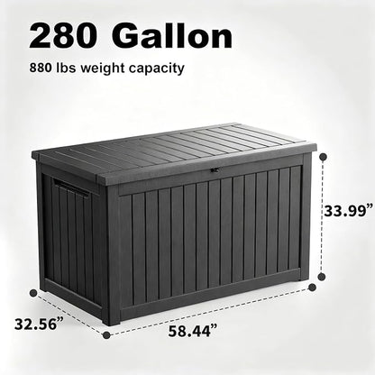 DRATO 280 Gallon Deck Box, Outdoor Large Waterproof Resin Storage Box - Image 2